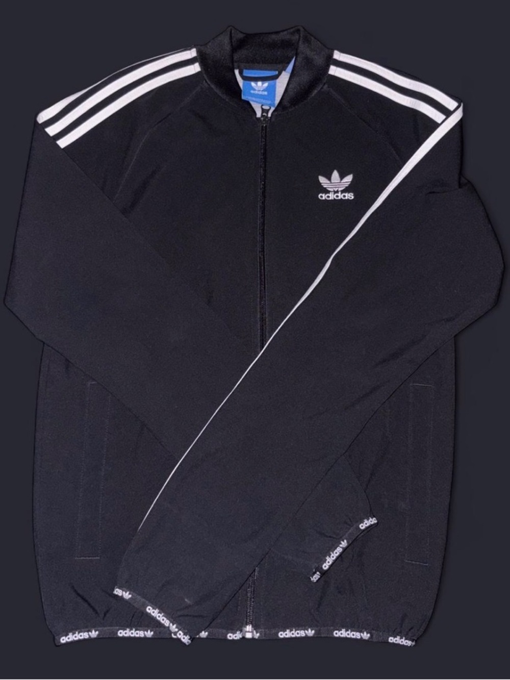 adidas Black Jacket with Blue Label Detail